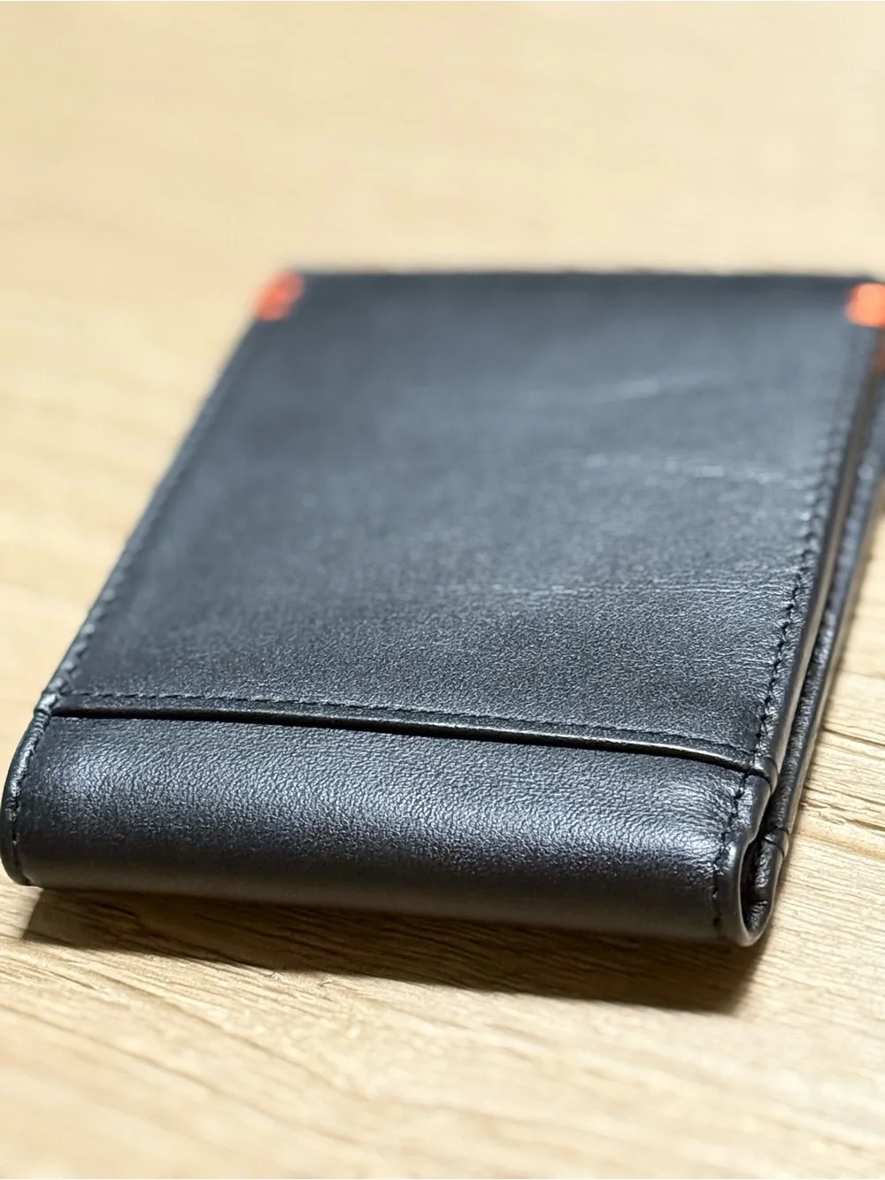 LODIS Black & Coral Leather Bi-Fold Wallet